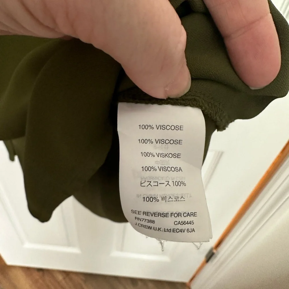 J.crew olive green covered button crepe tunic /8/ - Picture 5 of 7